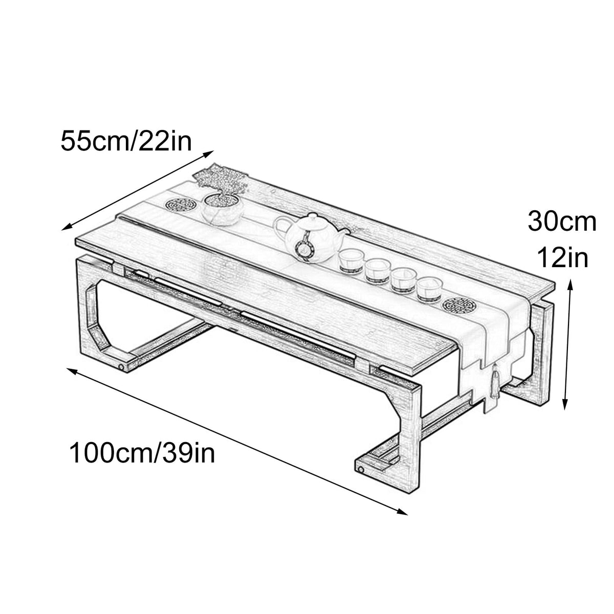 Japanese Floor Table Solid Wood 100x55x30cm T166