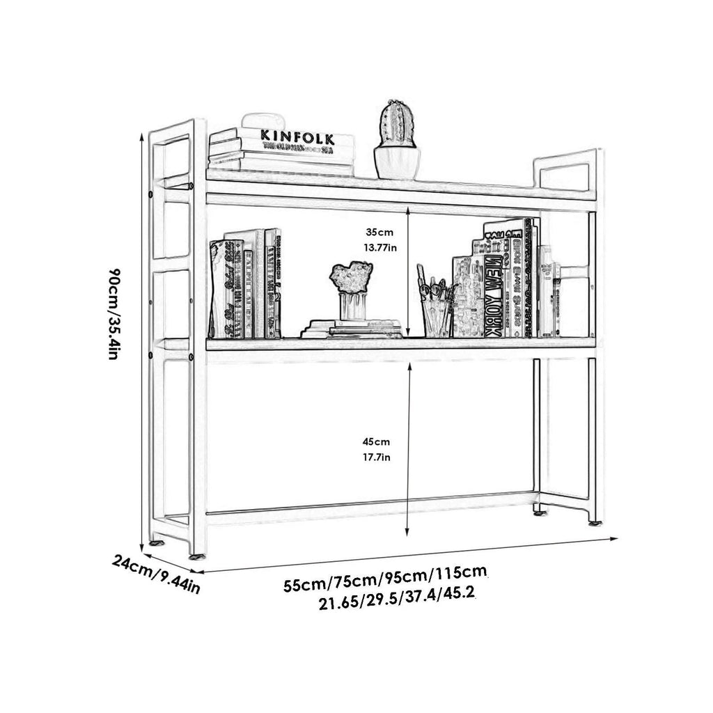 Solid Wood 2 Tier Bookshelf Desk E724