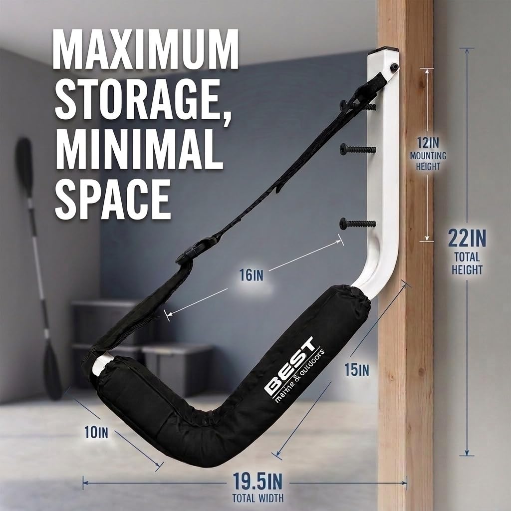 Kayak Wall Mount Storage Rack, Heavy Duty Steel, 125LB Capacity L245236