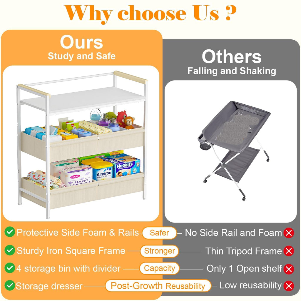 White Baby Changing Table with Storage G342