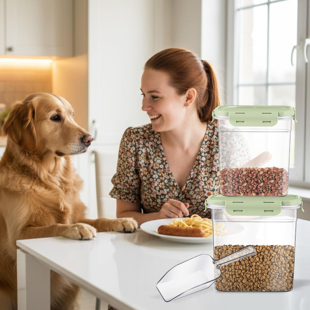 6 Pcs Dog and Cat Food Storage Containers with 2 Scoops G436155