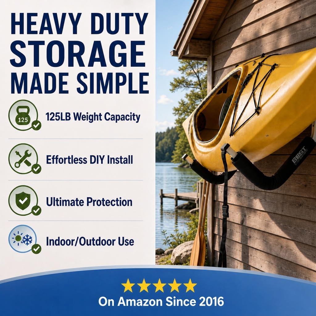 Kayak Wall Mount Storage Rack, Heavy Duty Steel, 125LB Capacity L245236
