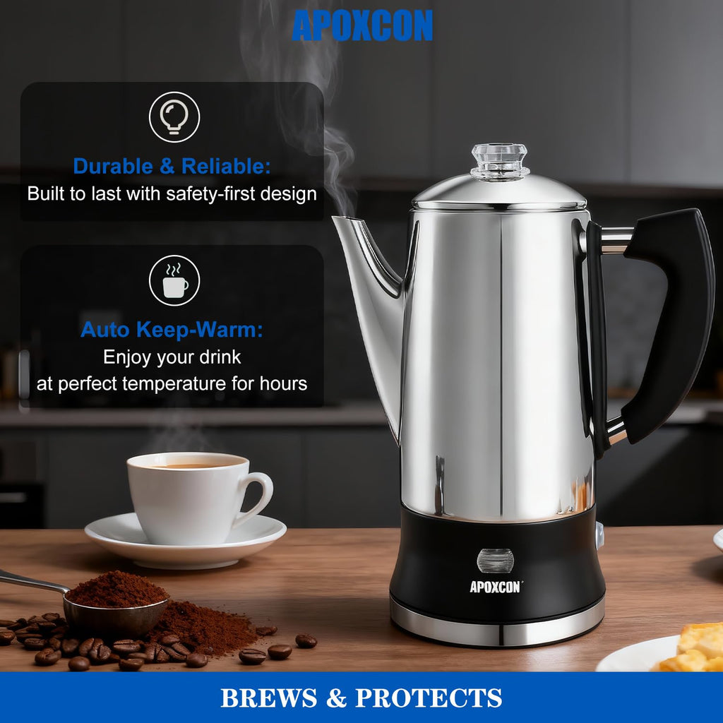 12 Cup Stainless Steel Electric Coffee Percolator L644858