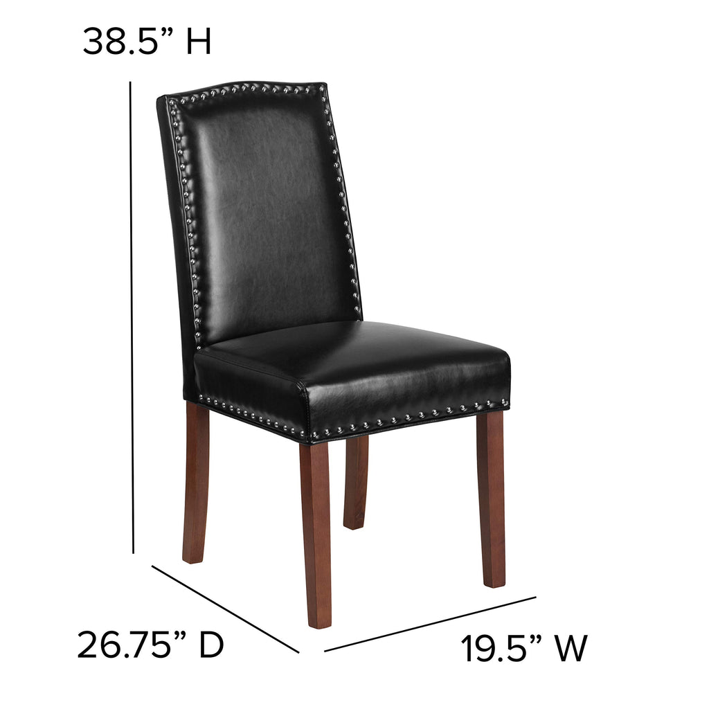 Black LeatherSoft Parsons Chair with Nail Trim M12425
