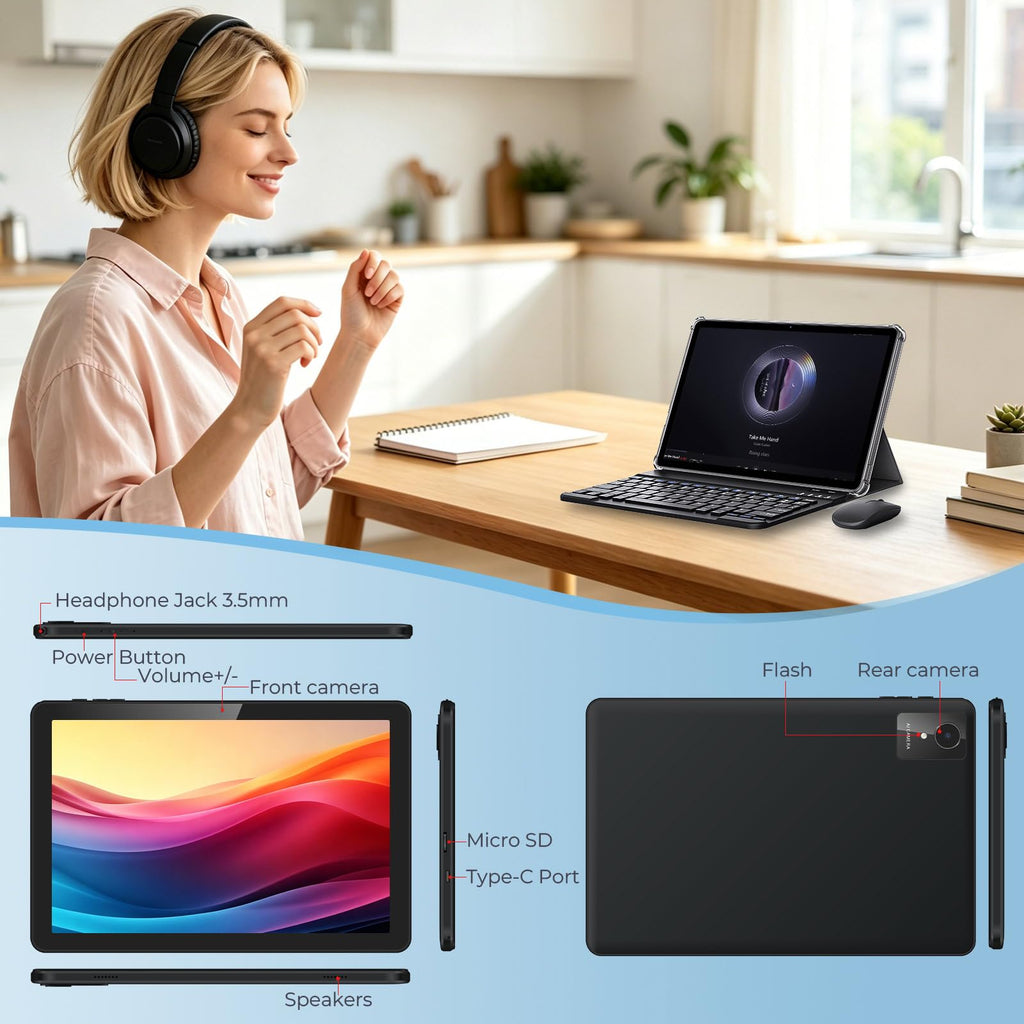 Android Tablet 10 inch, 26GB RAM 128GB ROM 7000 mAh Black H875