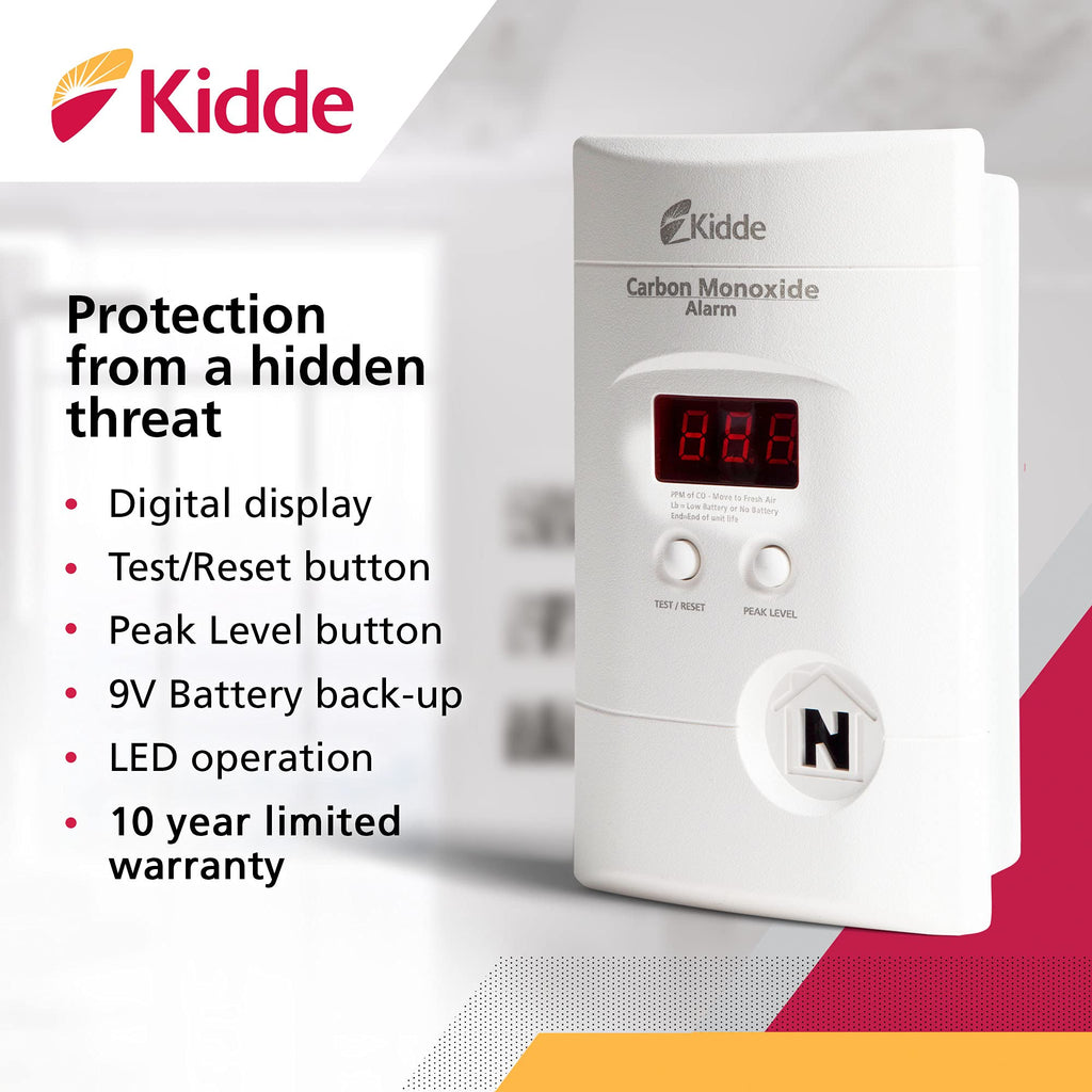 Carbon Monoxide Detector, Plug-In with Digital Display G925