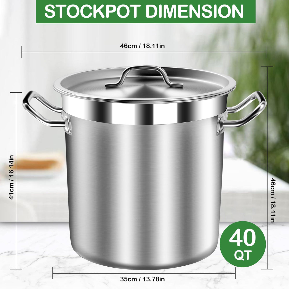 40 Quart Stainless Steel Stockpot with Lid C861767