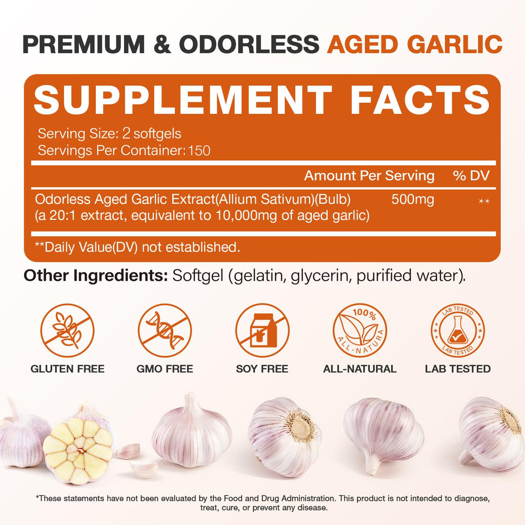 Odorless Garlic Capsules 10,000mg 300 Softgels M33833