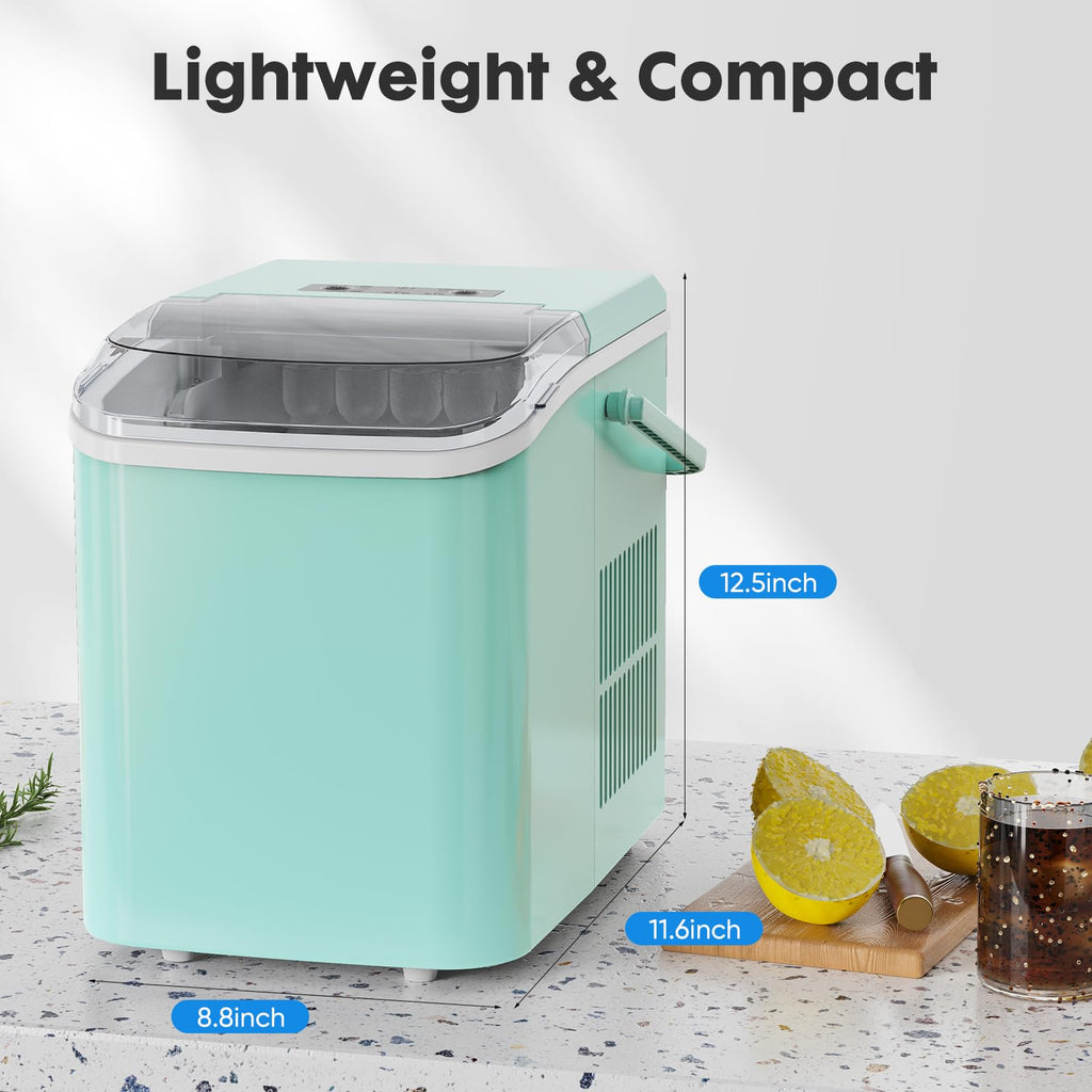Countertop Ice Maker Machine with Handle, Self-Cleaning, 2 Sizes Bullet Ice, Black J354276
