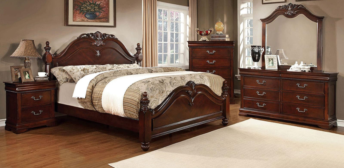 Cherry Wood Low Post Bed California King O607