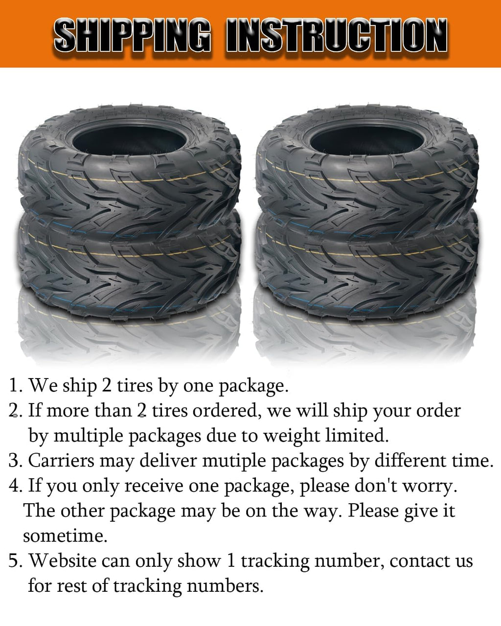 2 Pack 19x7-8 ATV Tires 4PR Tubeless All Terrain Z89091