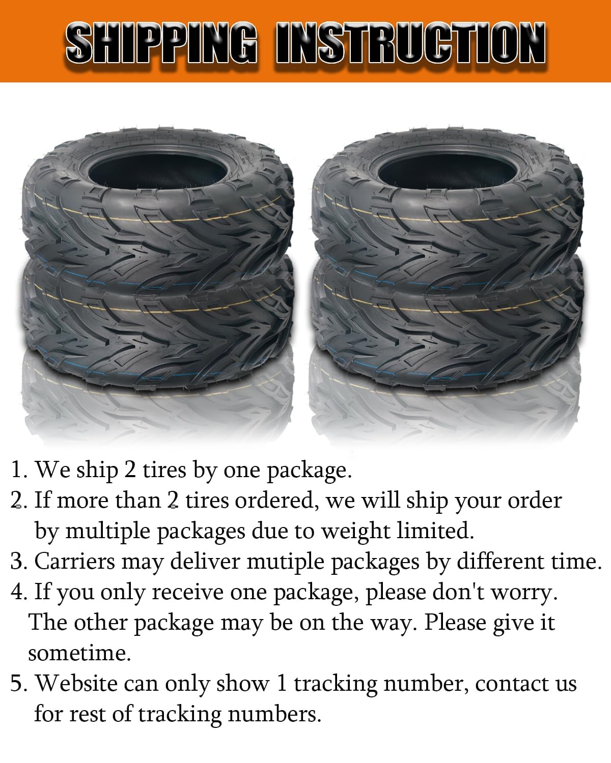 2 Pack 19x7-8 ATV Tires 4PR Tubeless All Terrain Z89091