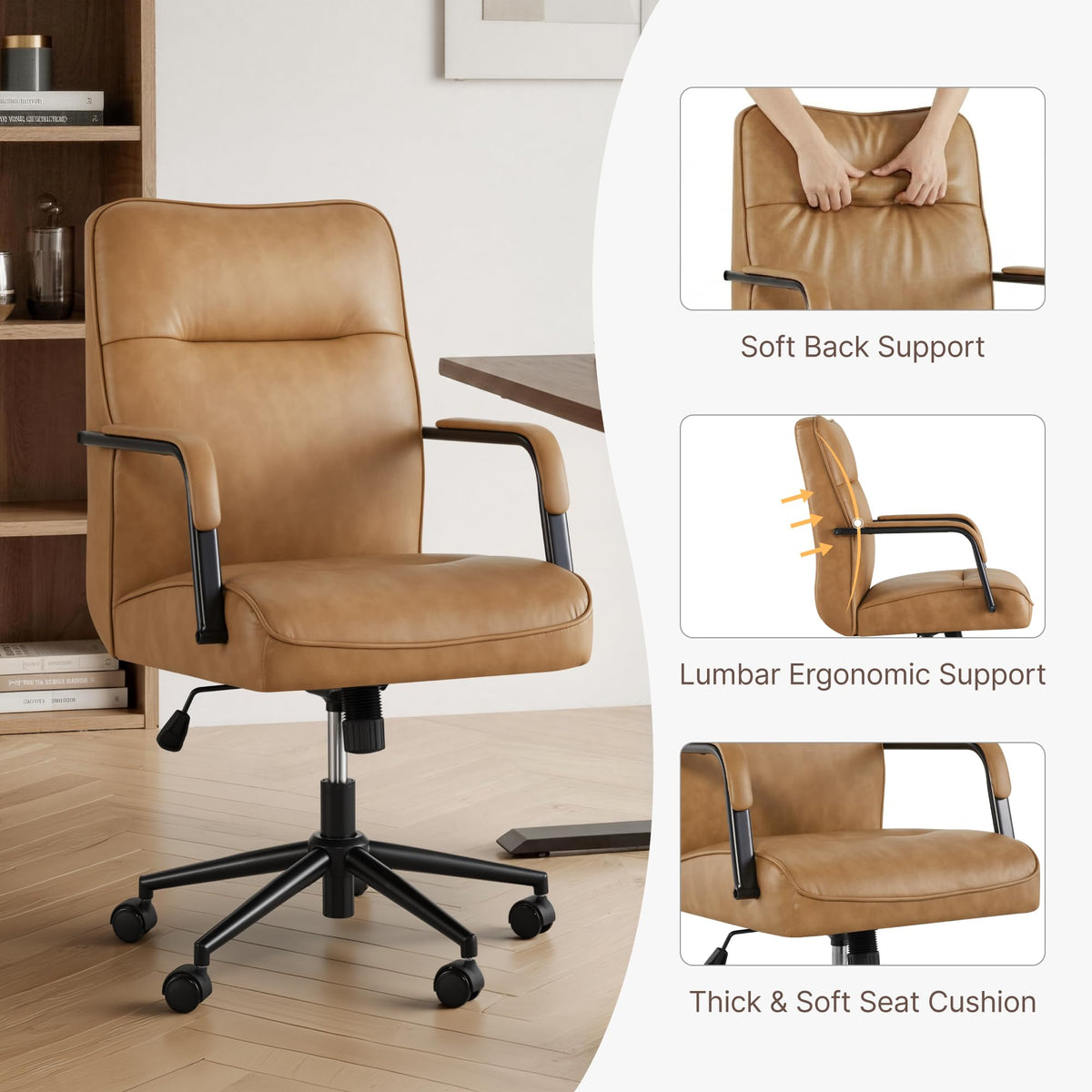 Ergonomic Faux Leather Office Chair with Lumbar Support N823546