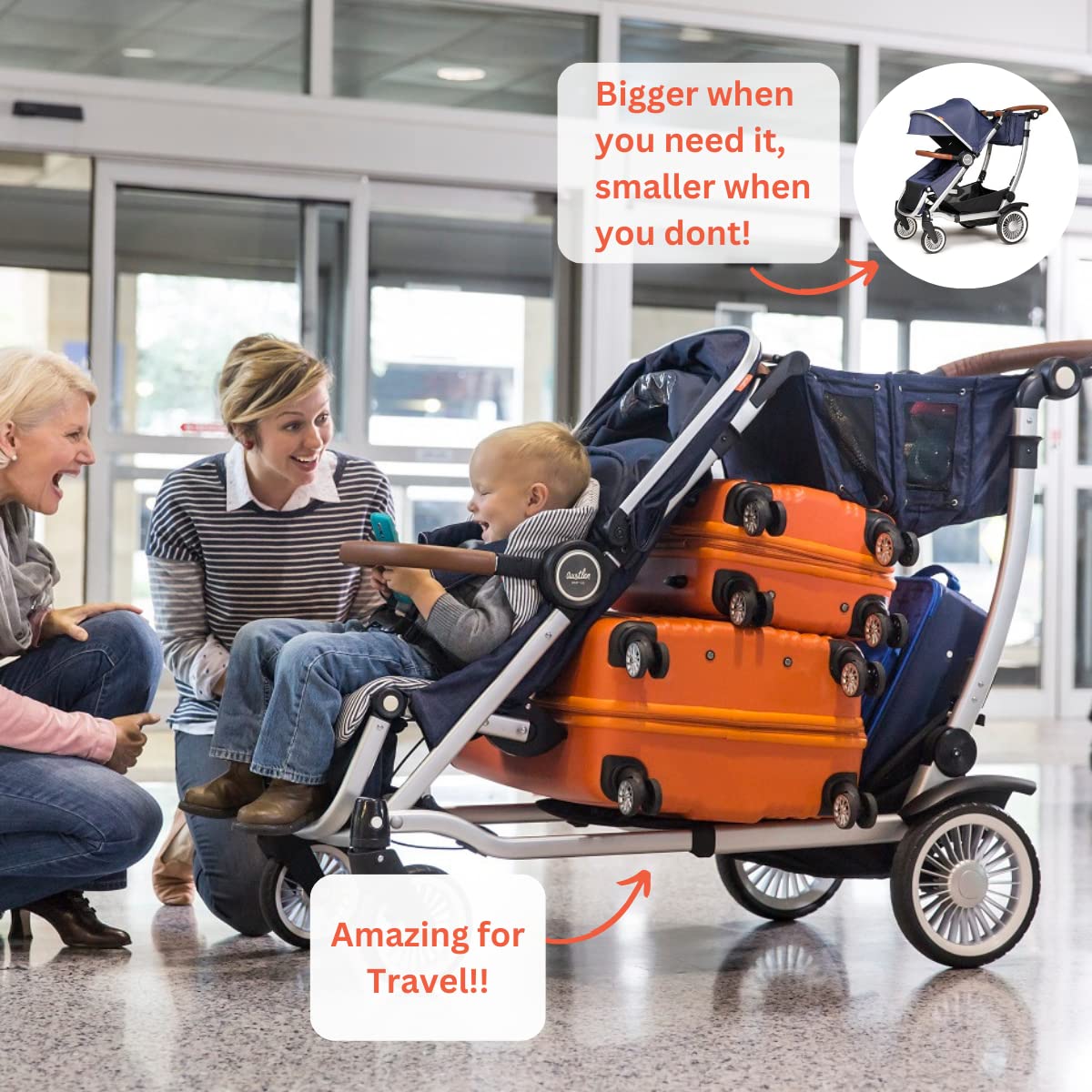 Black Double Stroller D133