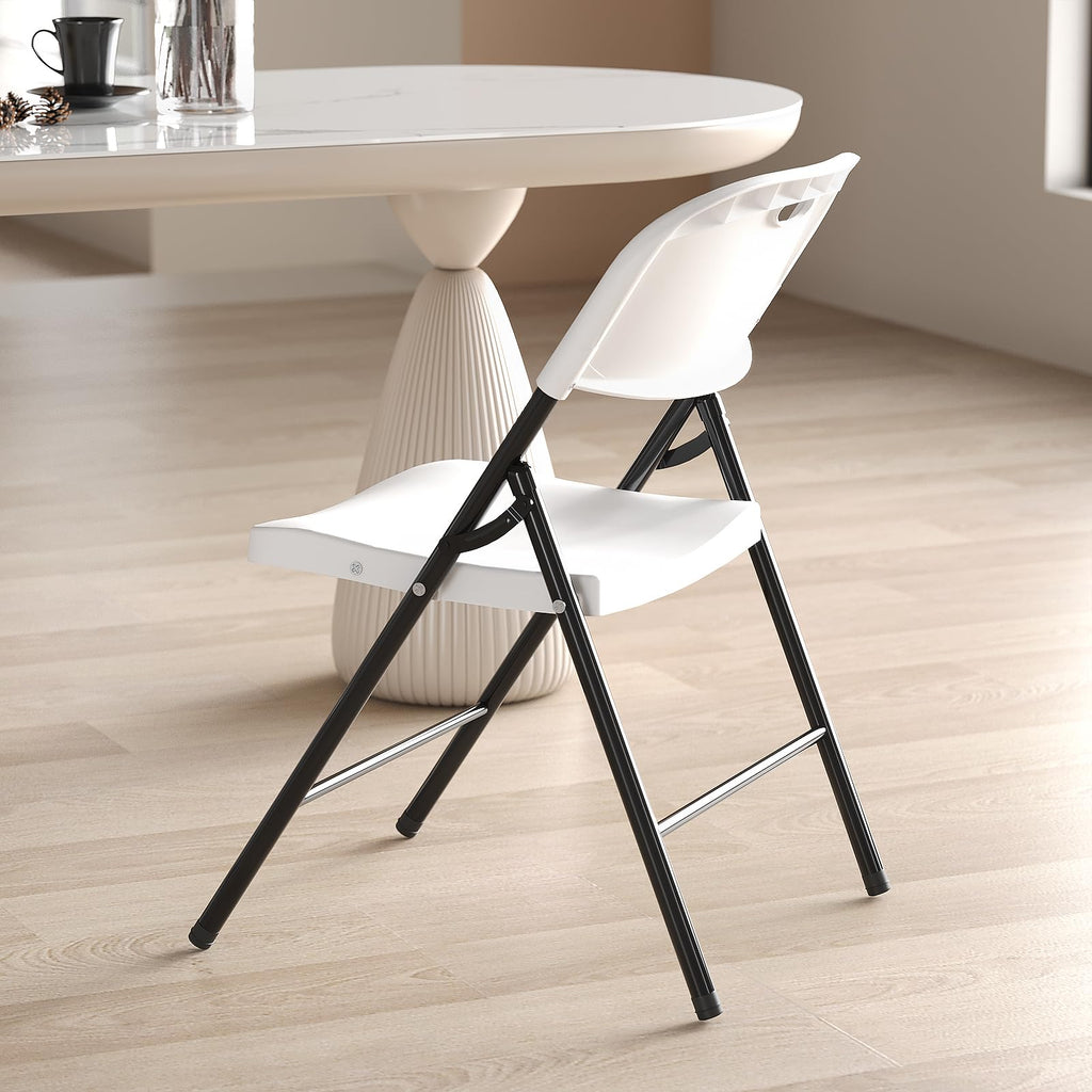 Heavy Duty Plastic Folding Chair with Steel Frame, White, 16 Pack N923