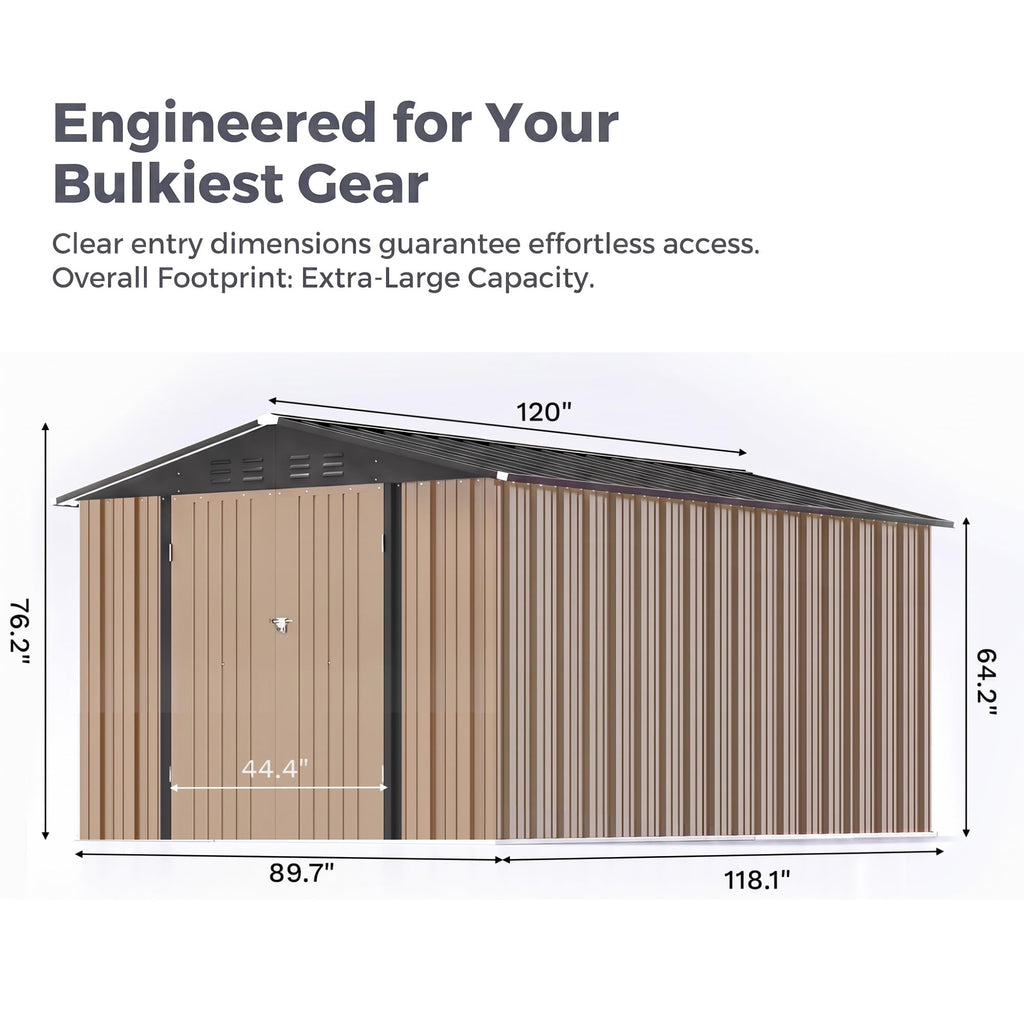 8x10 FT Metal Outdoor Storage Shed with Lockable Door Y3971