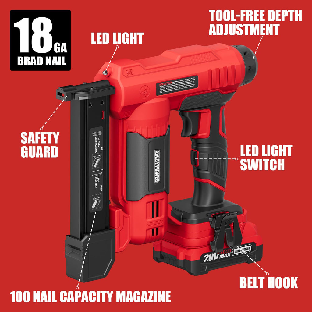 2 in 1 Cordless Brad Nailer/Electric Stapler with Battery and Charger T97385
