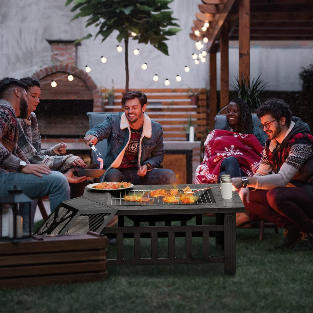 32 Inch Square Steel Wood Burning Fire Pit I165956