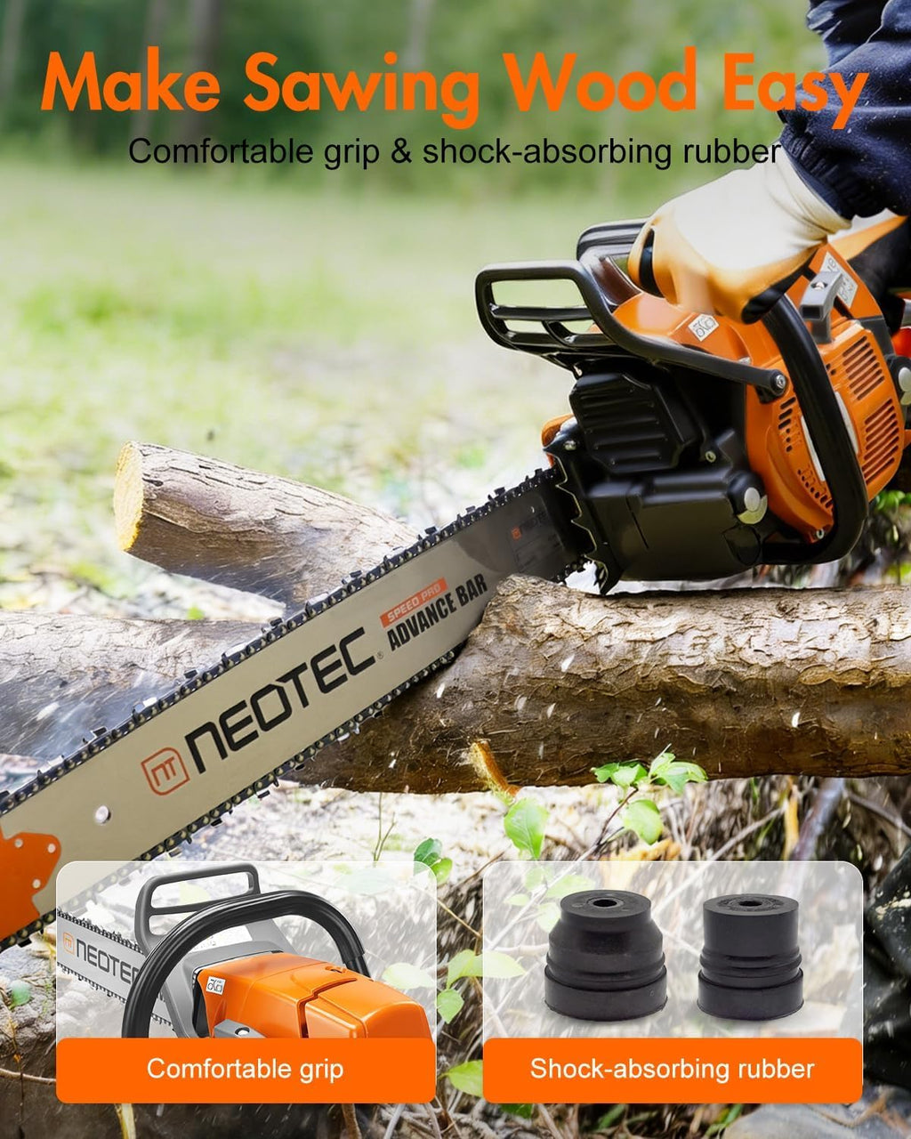72cc Gas Powered Chainsaw with 24 inch Bar Chain S4133
