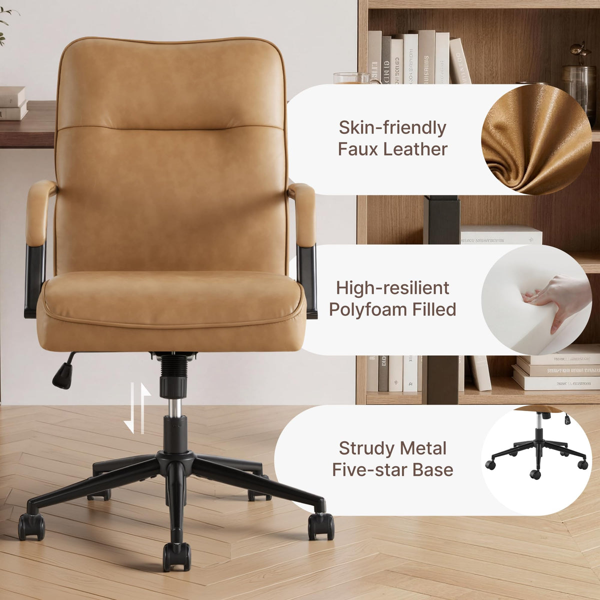 Ergonomic Faux Leather Office Chair with Lumbar Support N823546