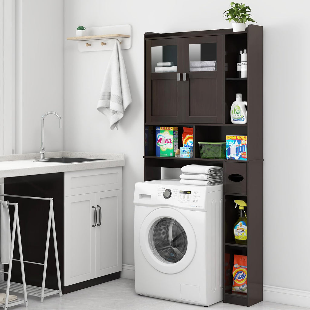 Over The Toilet Storage Cabinet with Doors and Shelves K73807