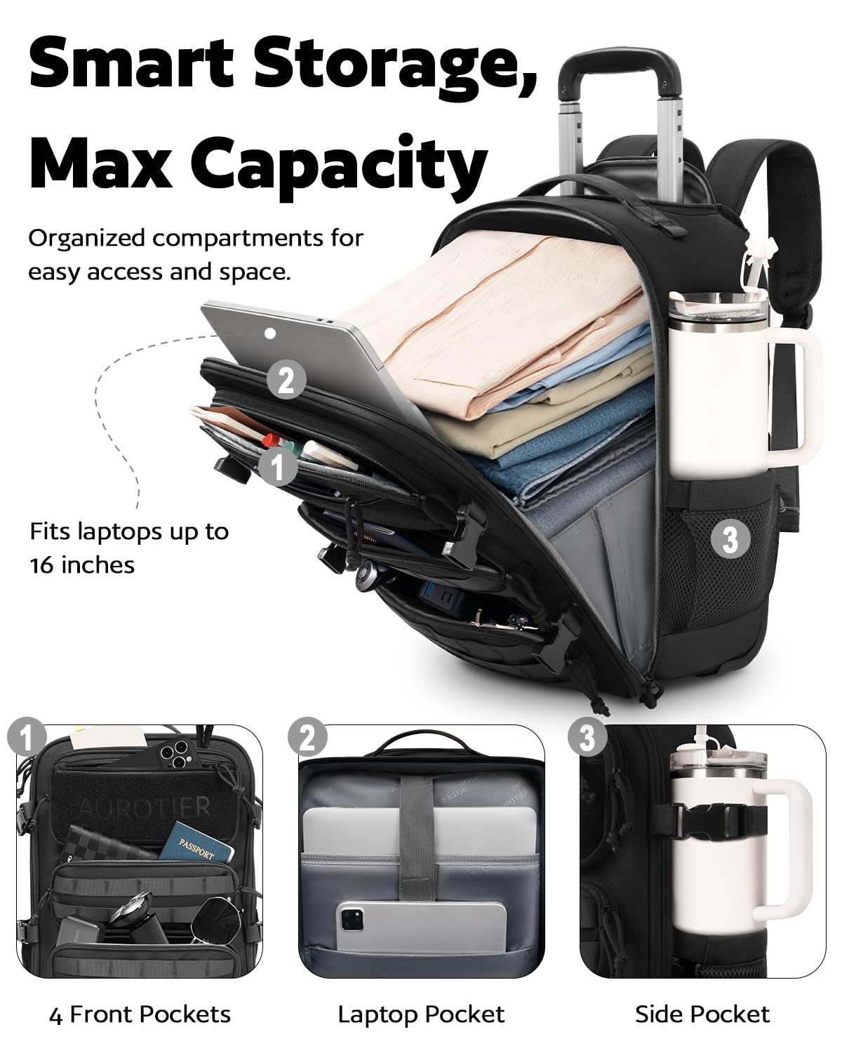 Rolling Wheeled Laptop Backpack M3690