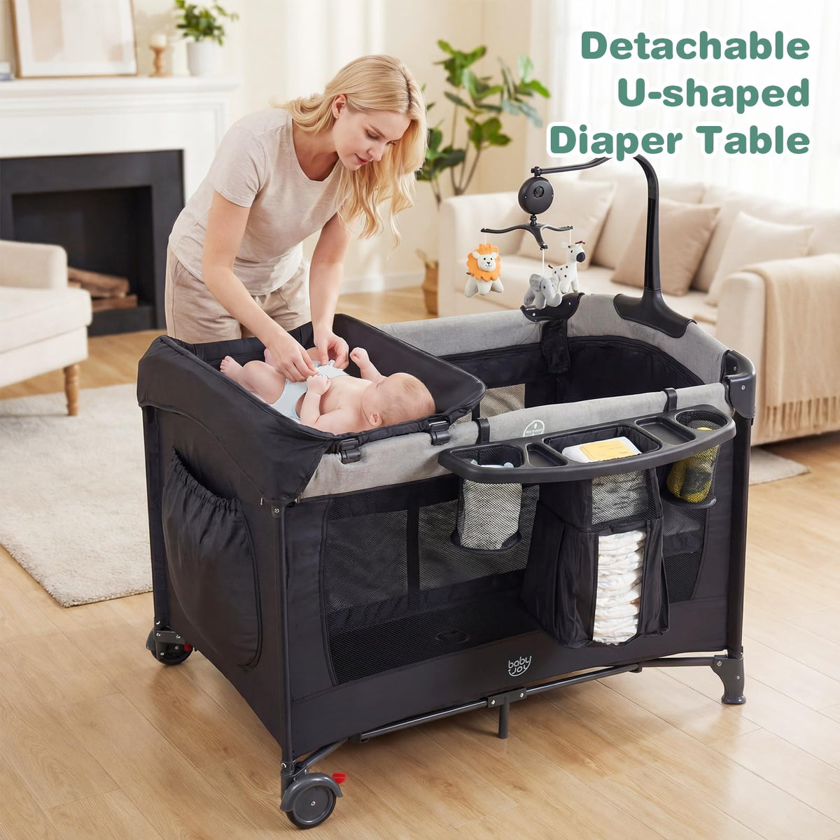 5-in-1 Pack and Play Bassinet Playard with Diaper Changer T54570
