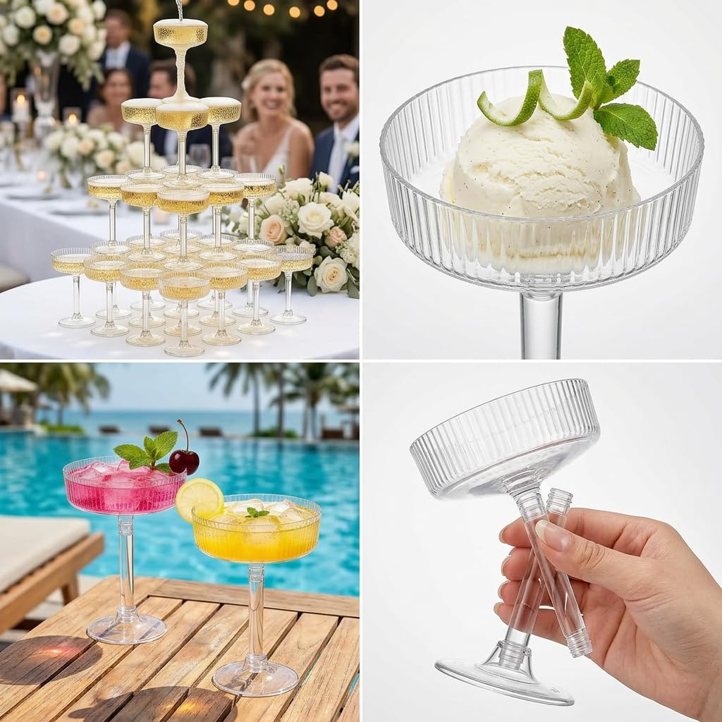24 Pack 6oz Plastic Martini Glasses A439076