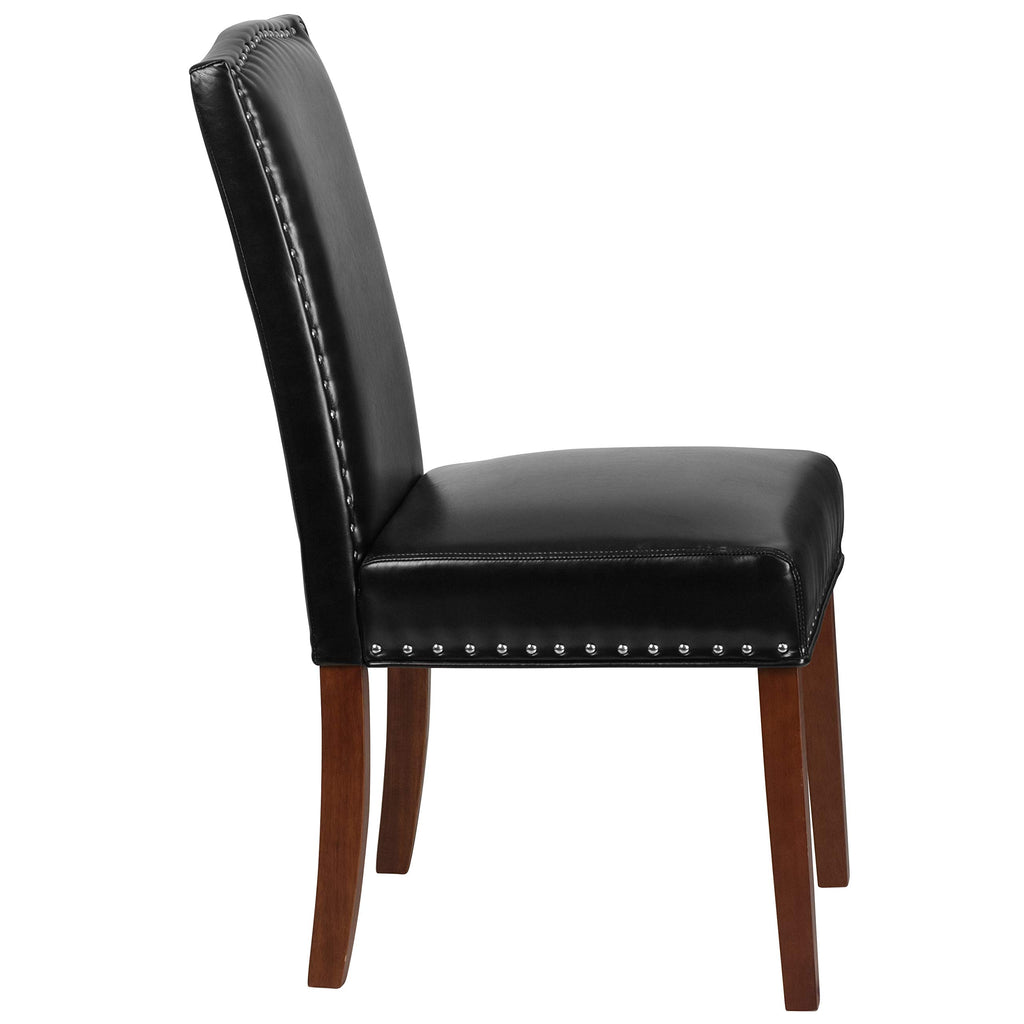 Black LeatherSoft Parsons Chair with Nail Trim M12425