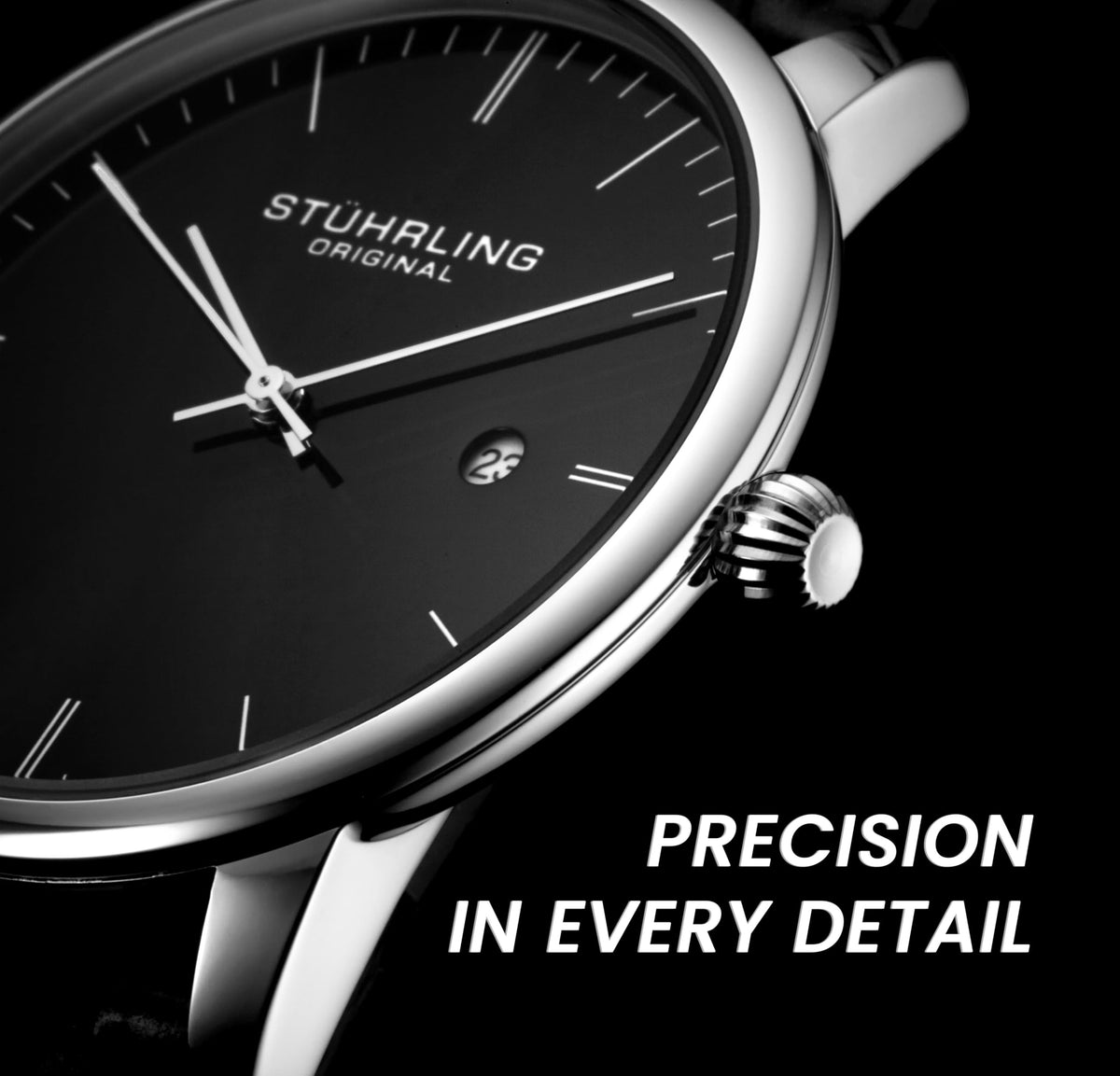 Men's 40mm Ultra Slim Leather Strap Quartz Analog Dress Watch V93742