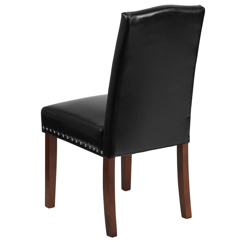 Black LeatherSoft Parsons Chair with Nail Trim M12425