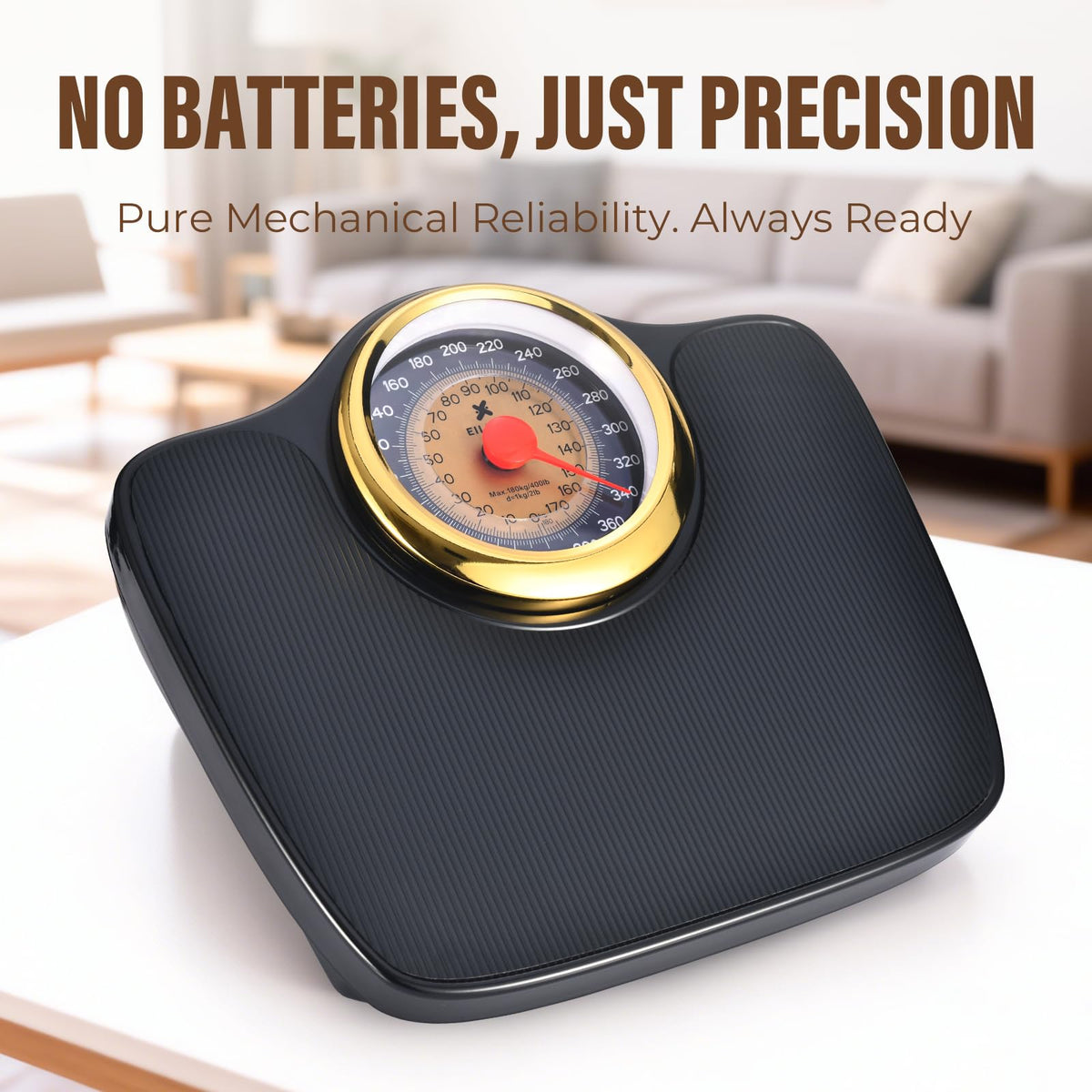 Mechanical Bathroom Scale, Large Dial, 400lbs R4066