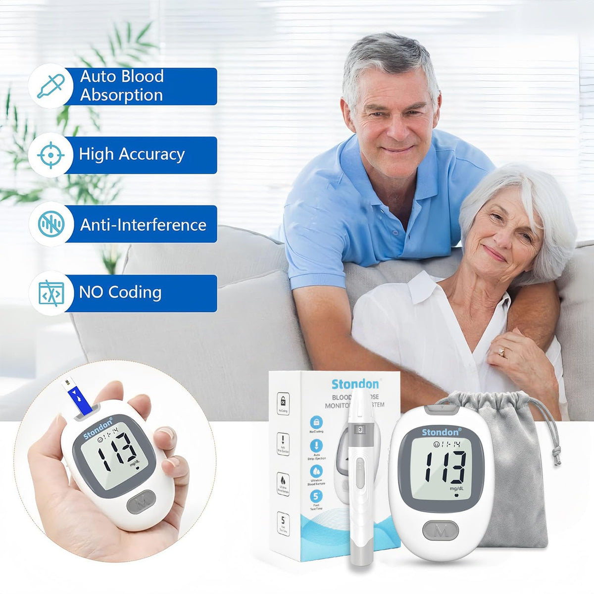 Blood Glucose Monitor Kit, 50 Strips & Lancets T27118