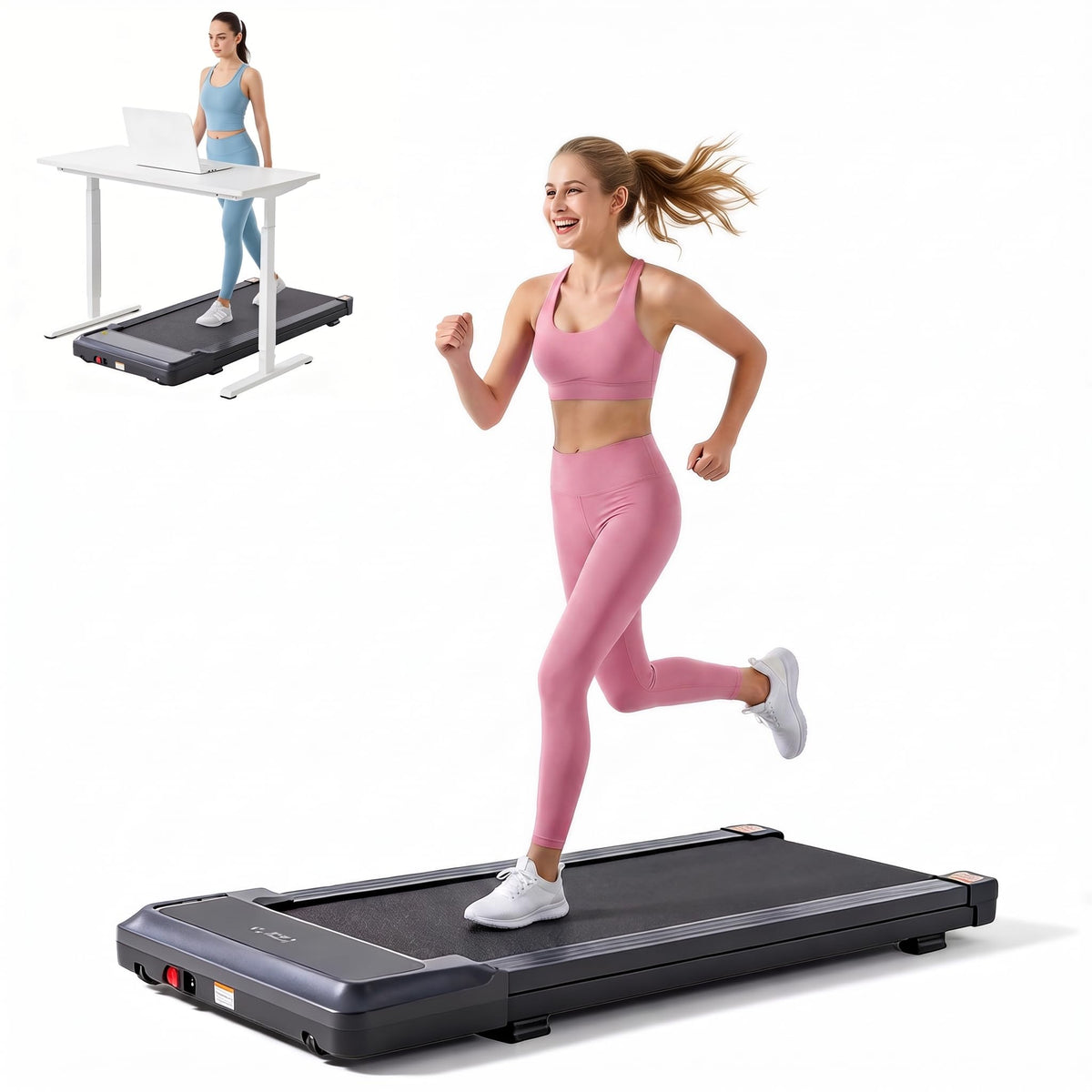 Black Portable 3-in-1 Walking Pad Treadmill U4208