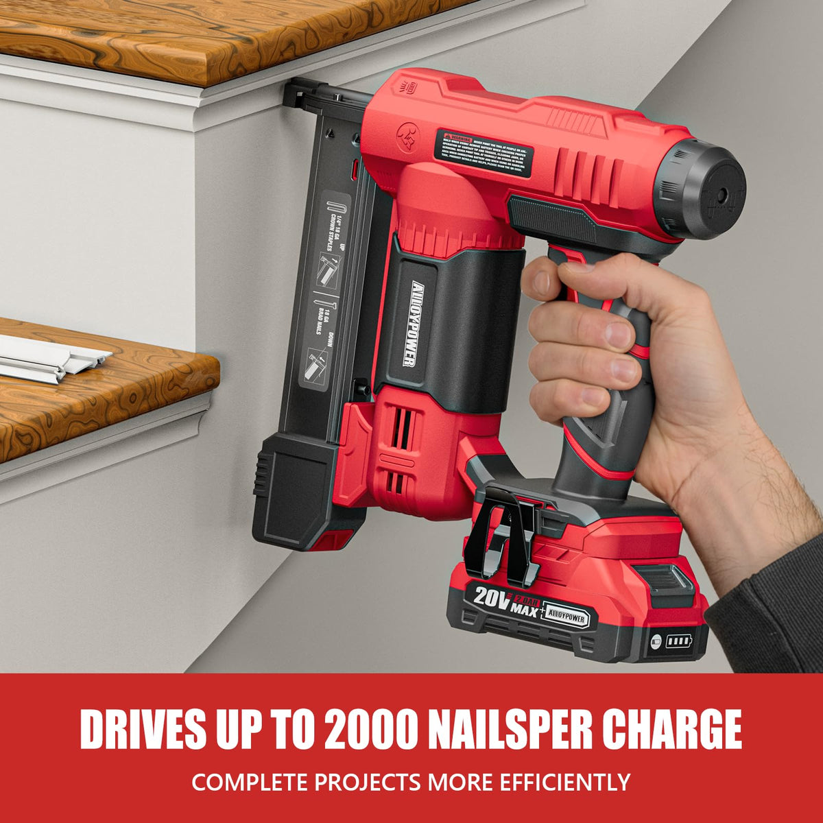 2 in 1 Cordless Brad Nailer/Electric Stapler with Battery and Charger T97385