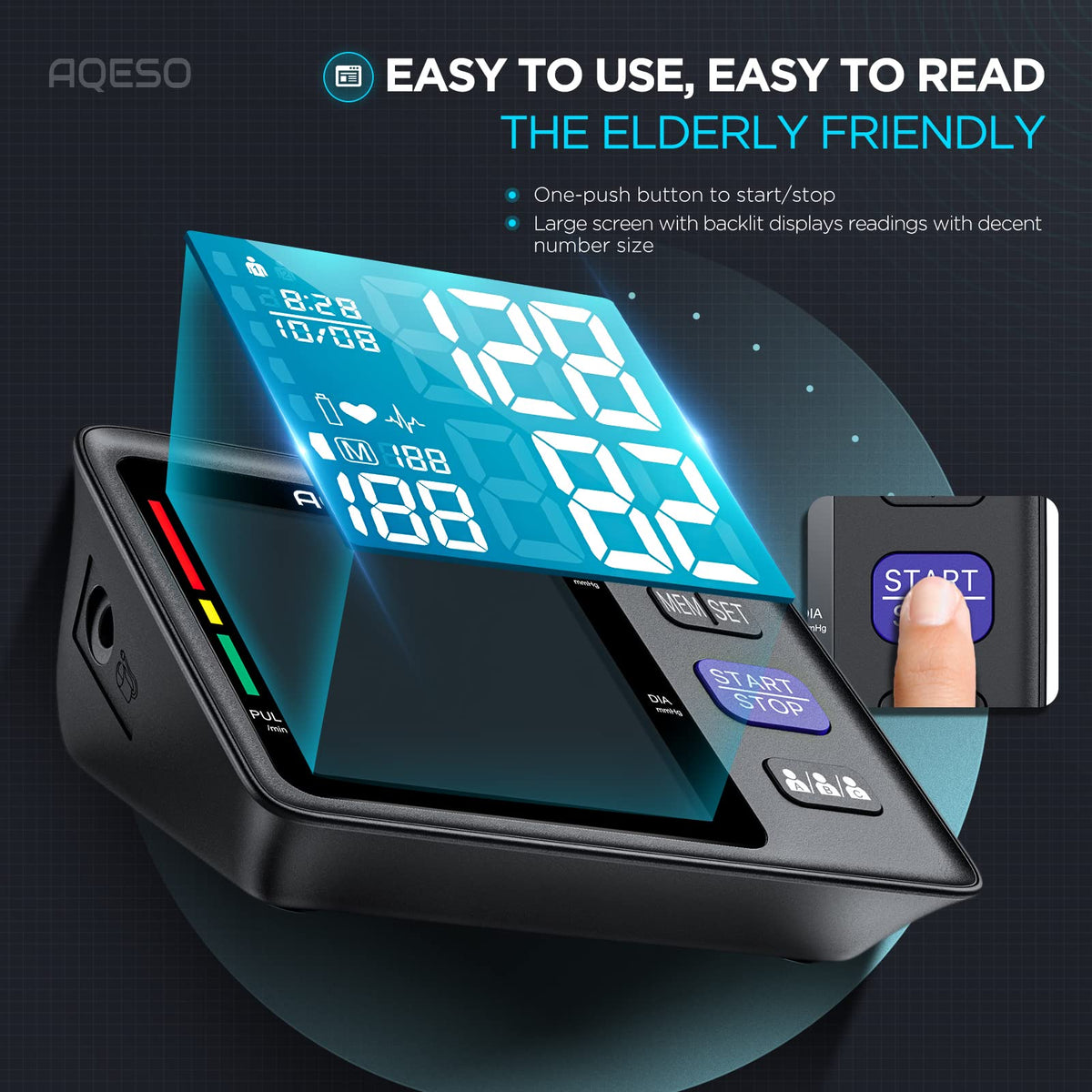 Blood Pressure Machine Upper Arm, 3 Size Cuffs, Automatic Digital BP Monitor, Large Backlit LCD N382