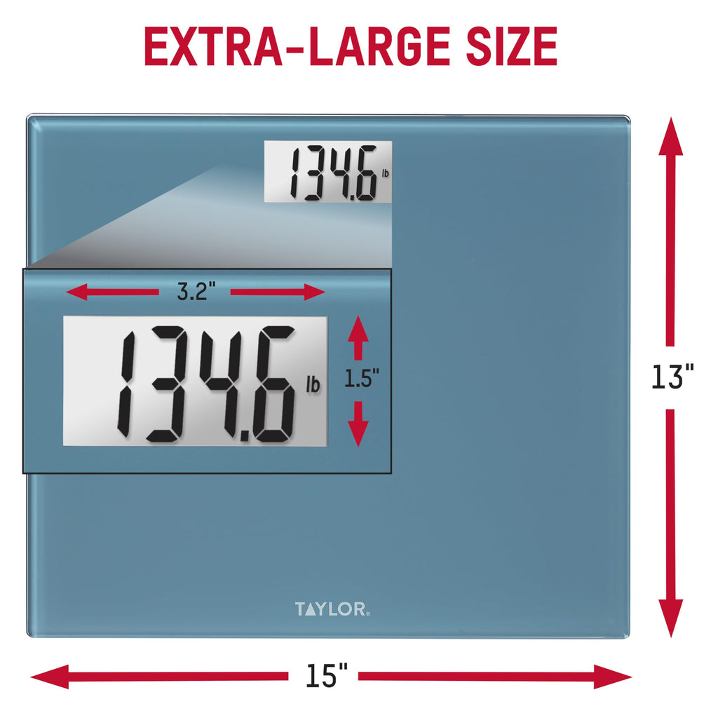 Digital Scale, Extra-Wide 13x15 Glass Platform, Slate Blue G680