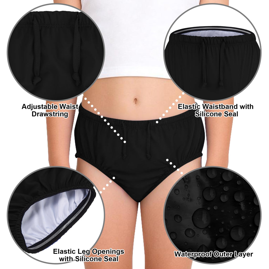 Reusable Waterproof Leakproof Swim Diaper Black 10-12Years X33851