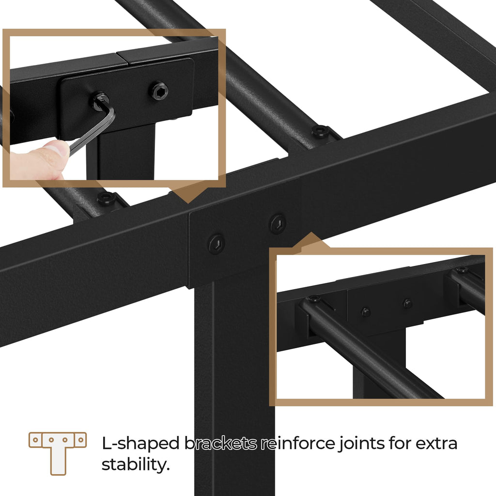 Black Metal Bed Frame with Spindle Headboard D11005