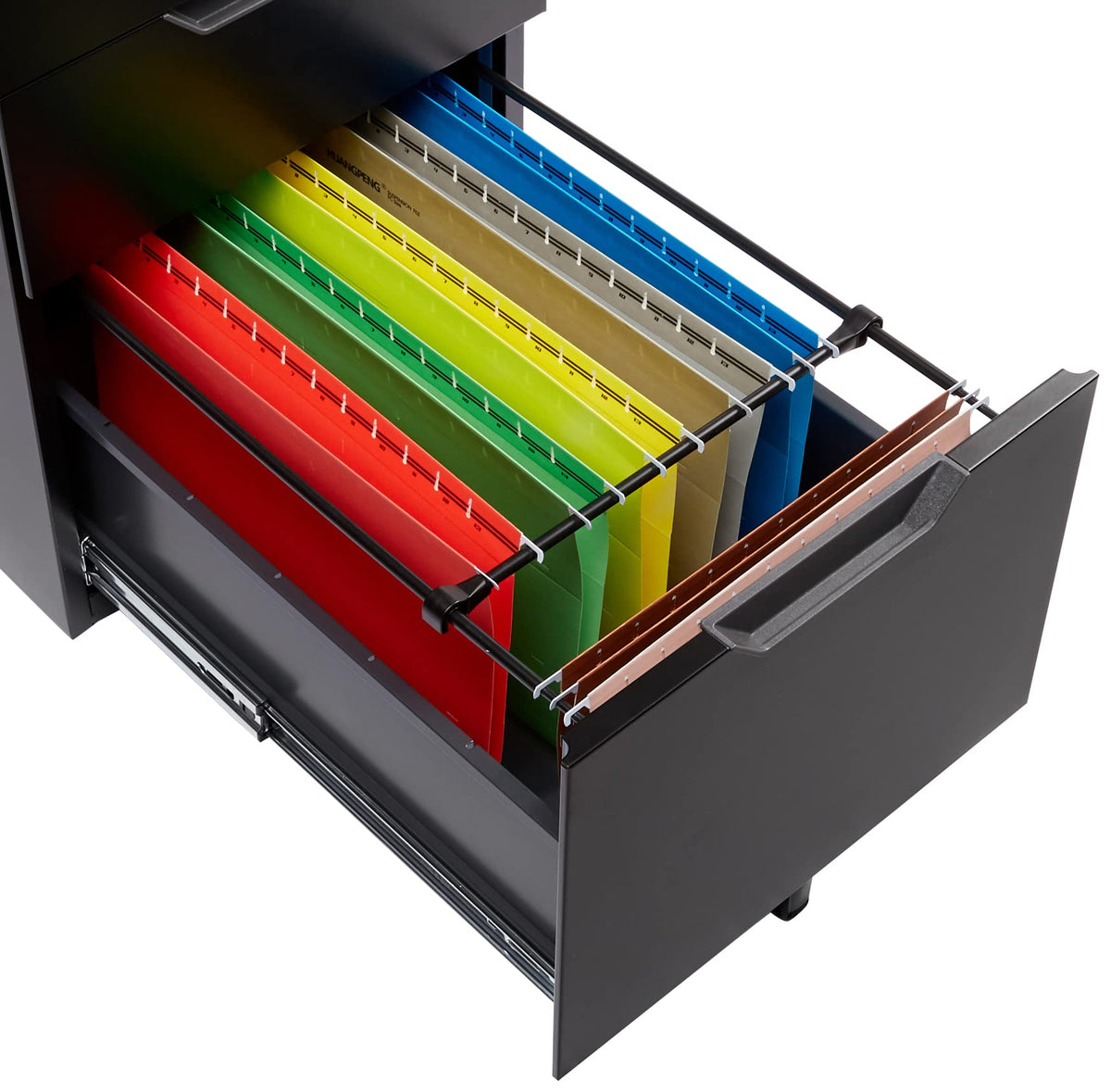 3-Drawer Black Mobile File Cabinet with Lock K74415