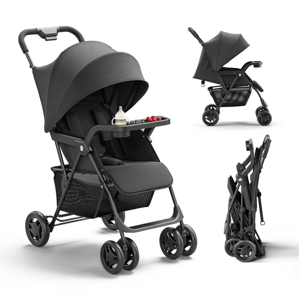 Lightweight Travel Stroller with Near-Flat Recline Seat Q7611