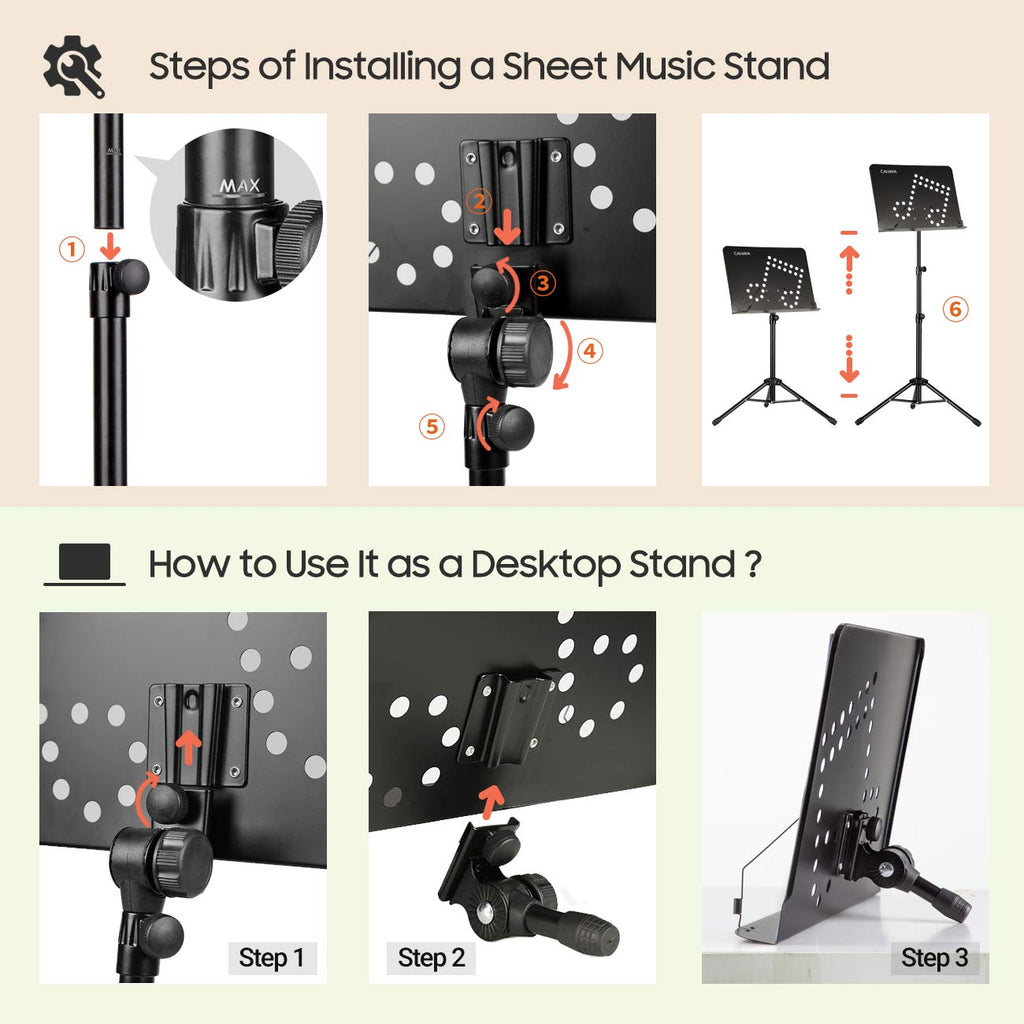 Adjustable Metal Sheet Music Stand with Carry Bag S93646