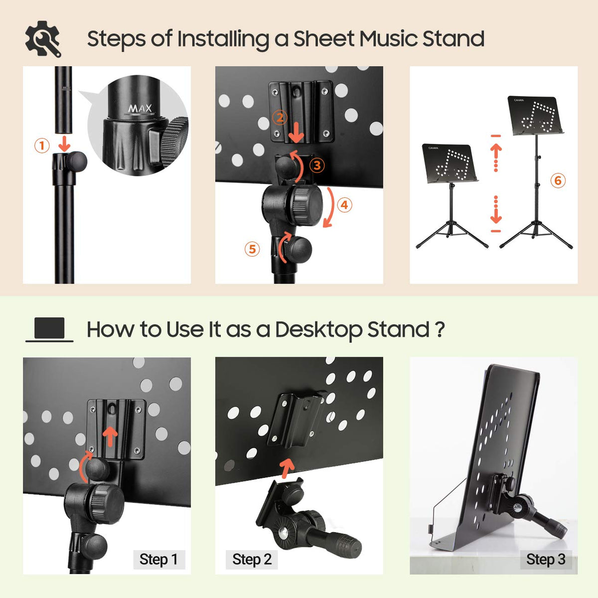 Adjustable Metal Sheet Music Stand with Carry Bag S93646