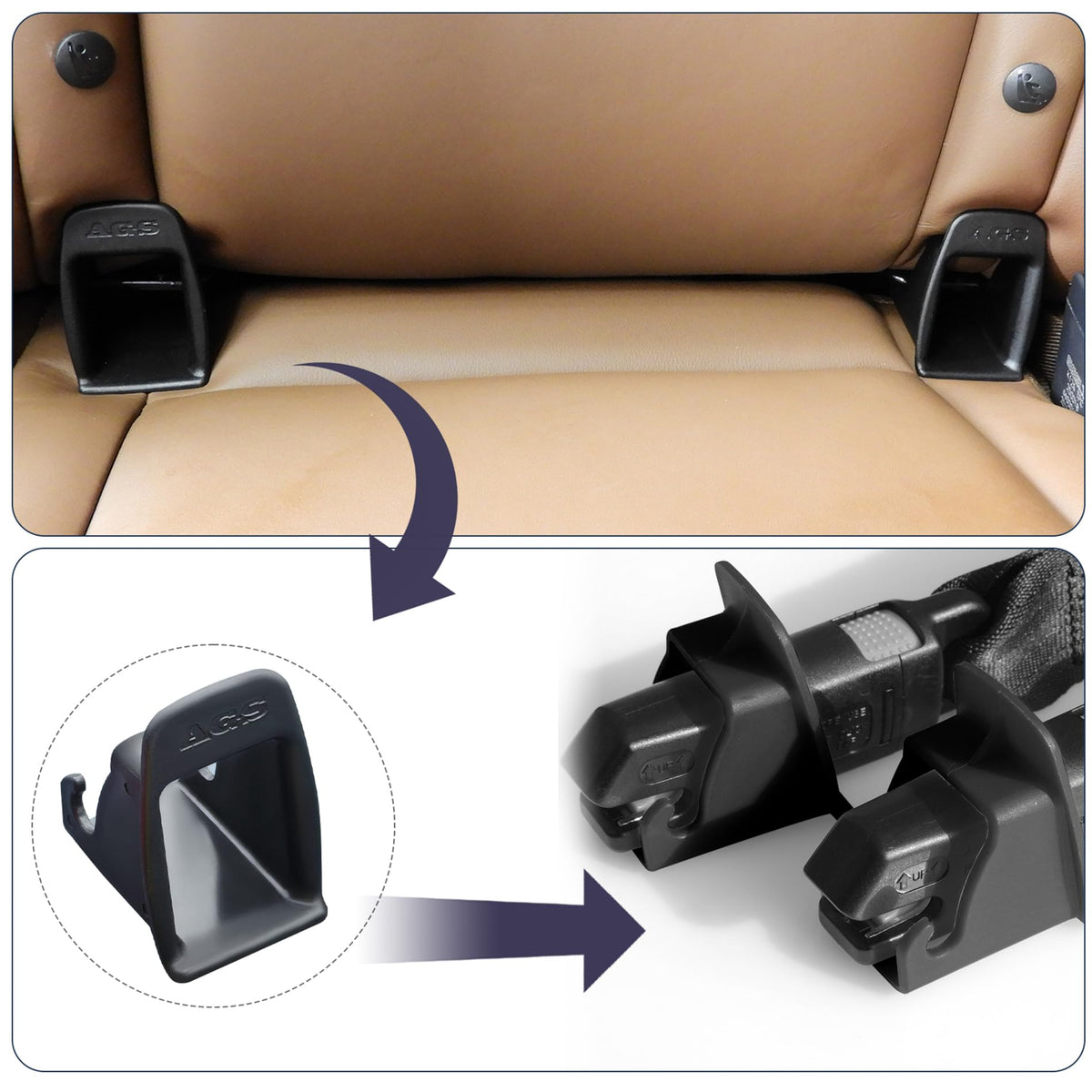 4Pcs Black Car Seat Latch Guides M47905