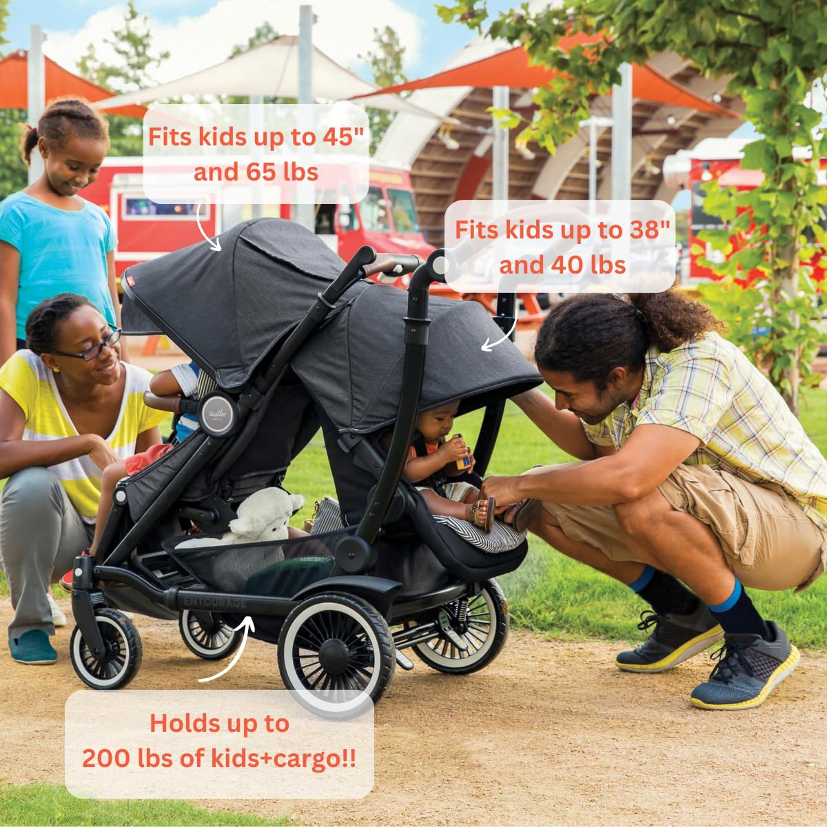 Black Double Stroller D133
