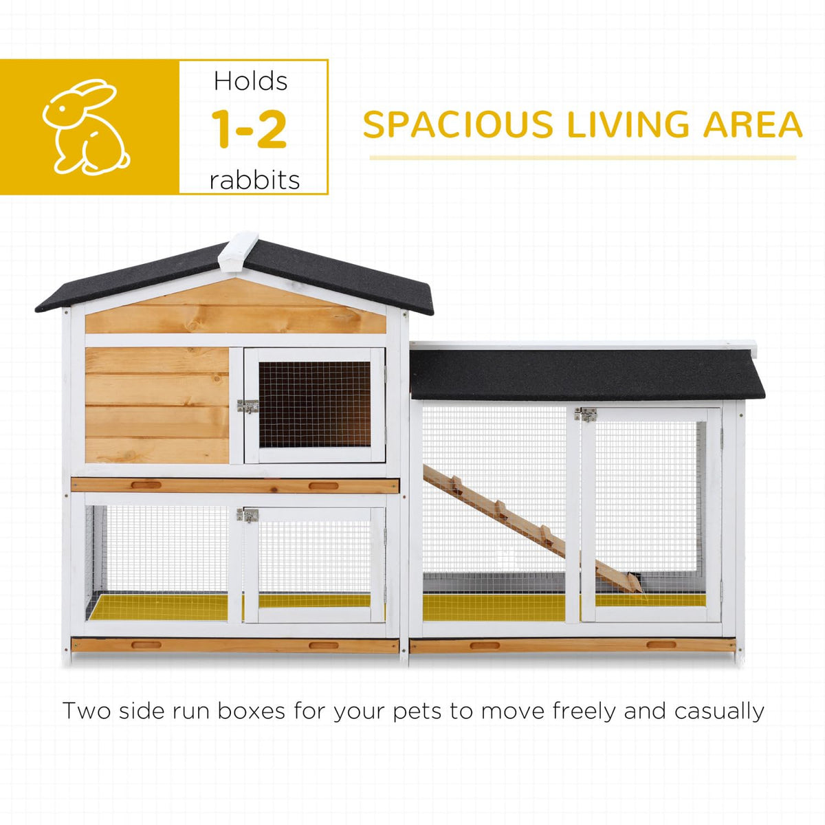 2-Story Wooden Rabbit Hutch with Ramp R10502