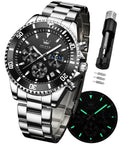 Stainless Steel Analog Quartz Chronograph Waterproof Luminous Watch M1145