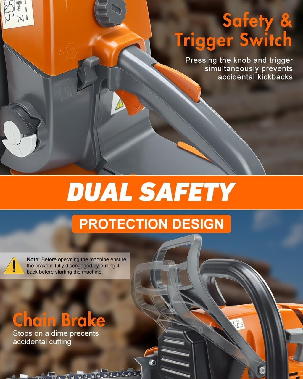 72cc Gas Powered Chainsaw with 24 inch Bar Chain S4133