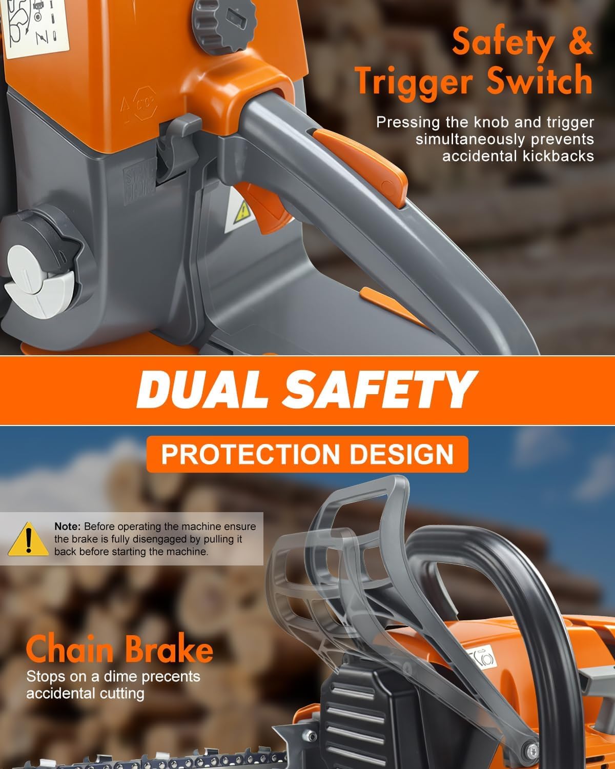 72cc Gas Powered Chainsaw with 24 inch Bar Chain S4133