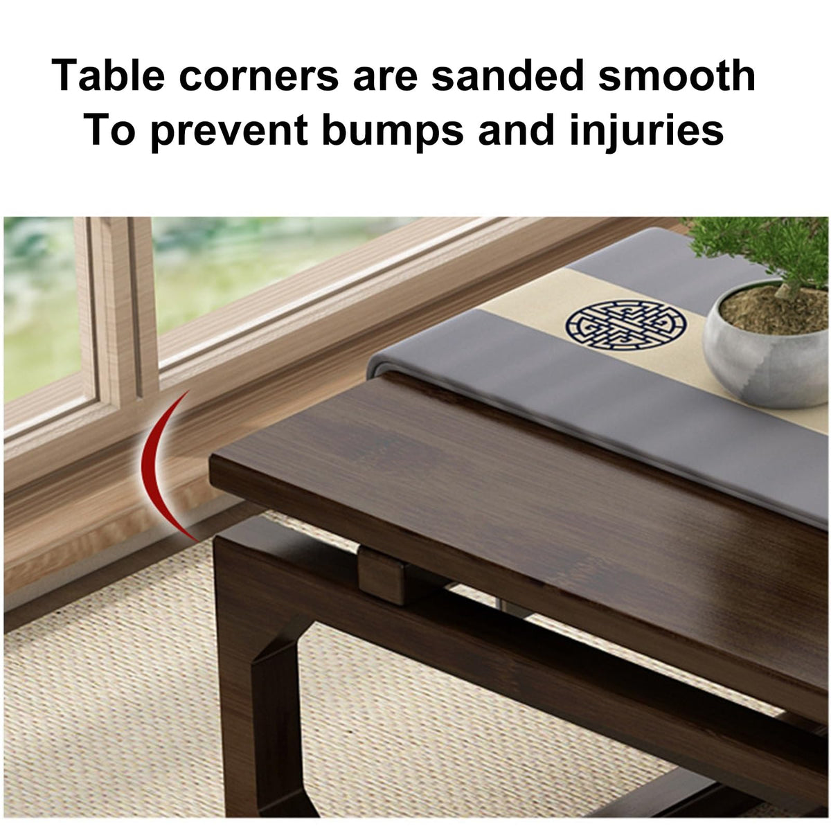 Japanese Floor Table Solid Wood 100x55x30cm T166